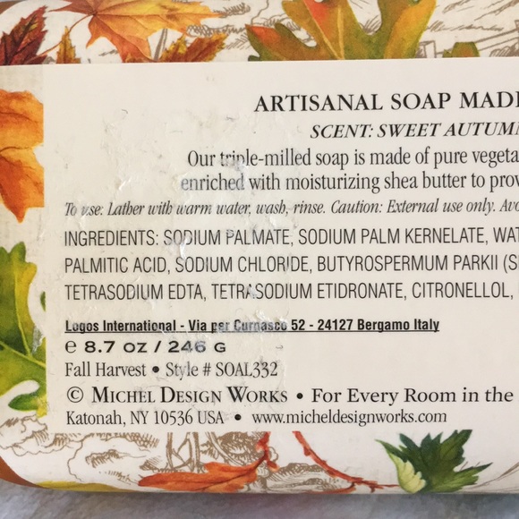 Fall Harvest Scented Shea Butter Designer Hand Soap Made in England NWT 8.7oz - Picture 9 of 14